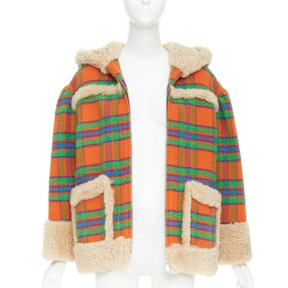 Miu Miu Jackets & Blazers - Miu Miu Plaid Casentino Shearling wool sheepskin fur boxy jacket
